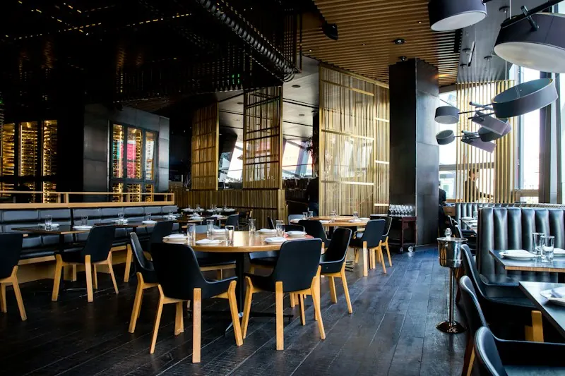 A restaurant dining space